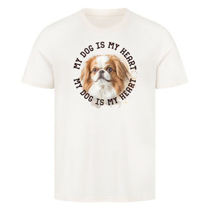 Premium T-Shirt "Japanese Chin HEART" Natural Raw – hunde-shirt.de