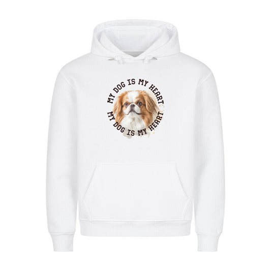 Premium Hoodie "Japanese Chin HEART" Weiß – hunde-shirt.de