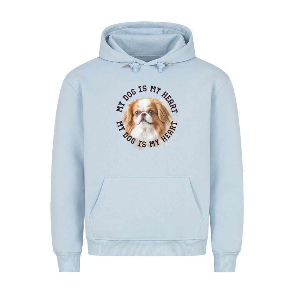 Premium Hoodie "Japanese Chin HEART" Babyblau – hunde-shirt.de