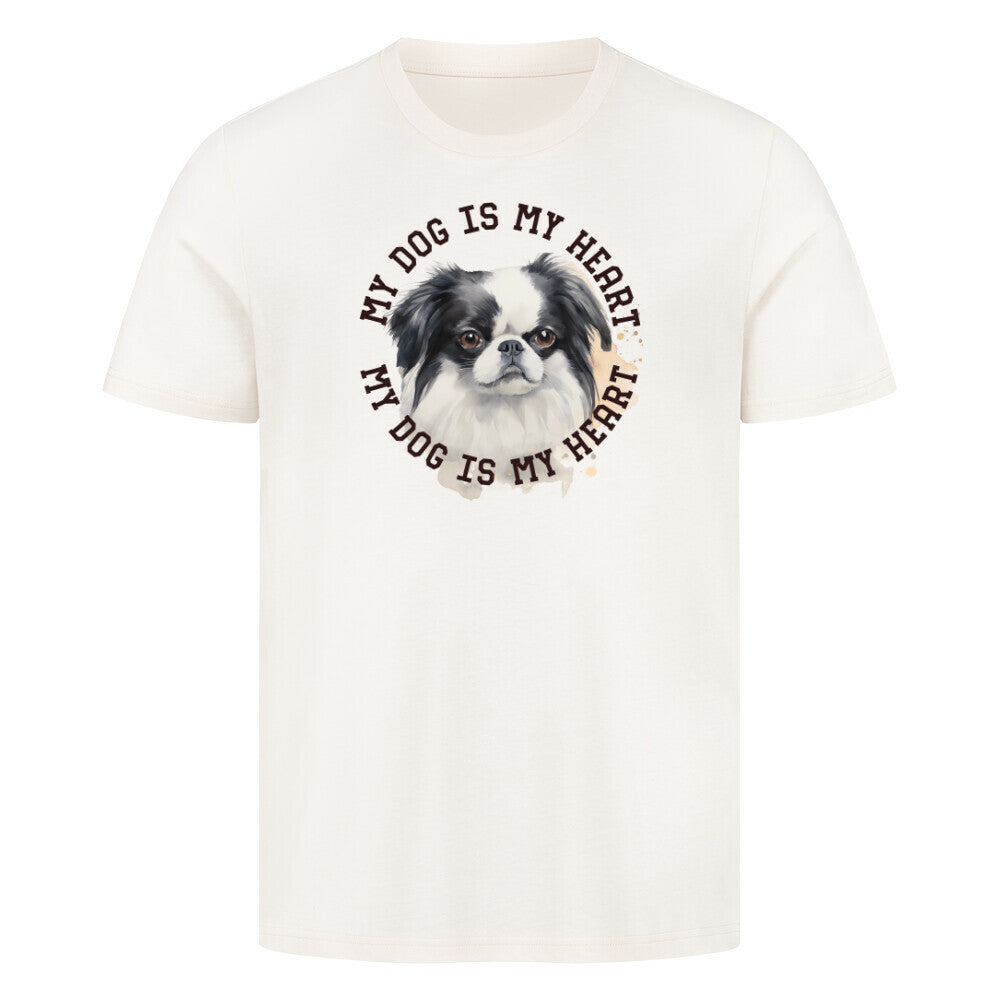 Premium T-Shirt "Japanese Chin HEART 2" Natural Raw – hunde-shirt.de