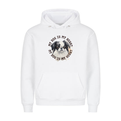 Premium Hoodie "Japanese Chin HEART 2" Weiß – hunde-shirt.de