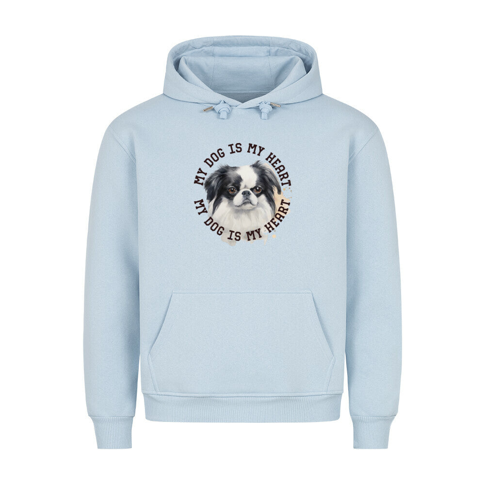 Premium Hoodie "Japanese Chin HEART 2" Babyblau – hunde-shirt.de