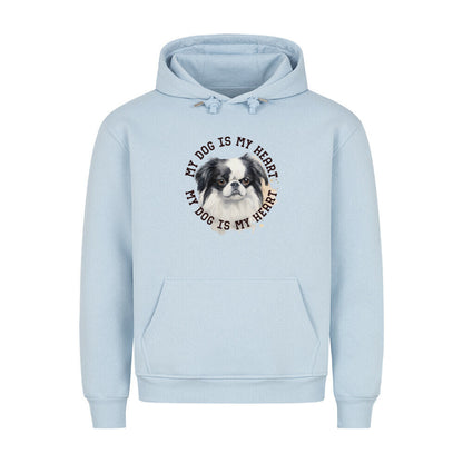 Premium Hoodie "Japanese Chin HEART 2" Babyblau – hunde-shirt.de