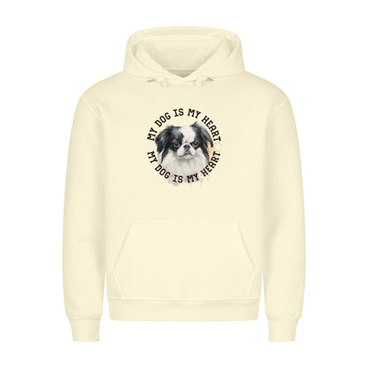 Premium Hoodie "Japanese Chin HEART 2" Beige – hunde-shirt.de