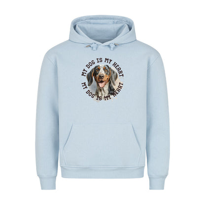 Premium Hoodie "Coonhound bluetick HEART" Babyblau – hunde-shirt.de