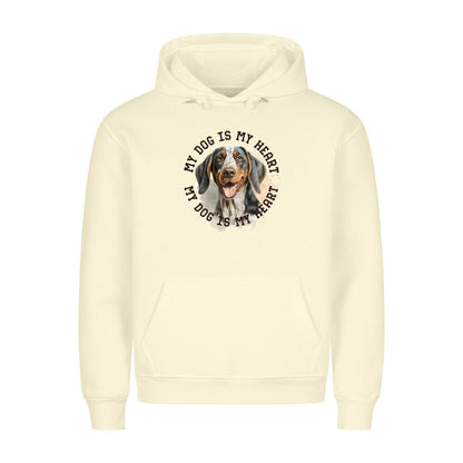 Premium Hoodie "Coonhound bluetick HEART" Beige – hunde-shirt.de