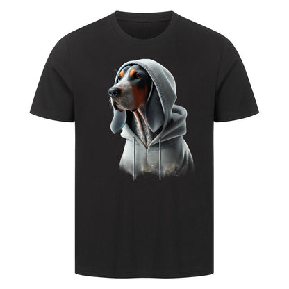 Premium T-Shirt "Coonhound bluetick Hooded-Shirt" Schwarz – hunde-shirt.de