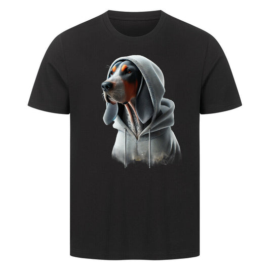 Premium T-Shirt "Coonhound bluetick Hooded-Shirt" Schwarz – hunde-shirt.de