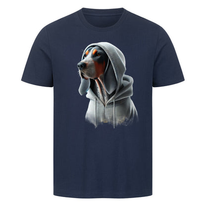 Premium T-Shirt "Coonhound bluetick Hooded-Shirt" French Navy – hunde-shirt.de