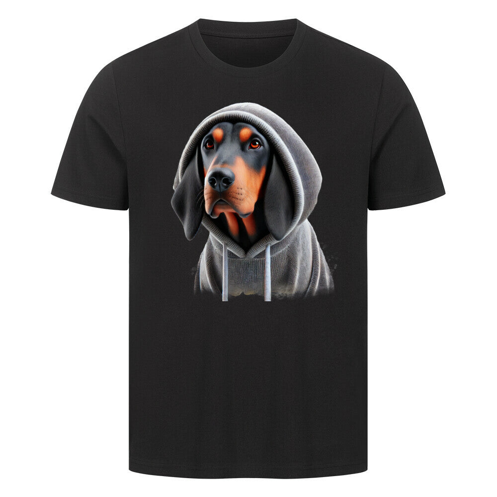 Premium T-Shirt "Coonhound b/t Hooded-Shirt" Schwarz – hunde-shirt.de