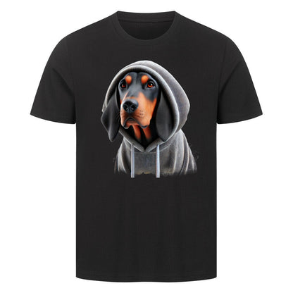 Premium T-Shirt "Coonhound b/t Hooded-Shirt" Schwarz – hunde-shirt.de