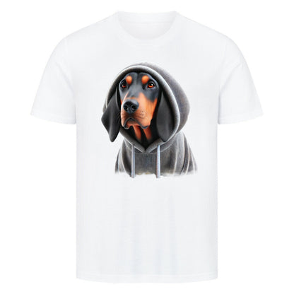 Premium T-Shirt "Coonhound b/t Hooded-Shirt" Weiß – hunde-shirt.de