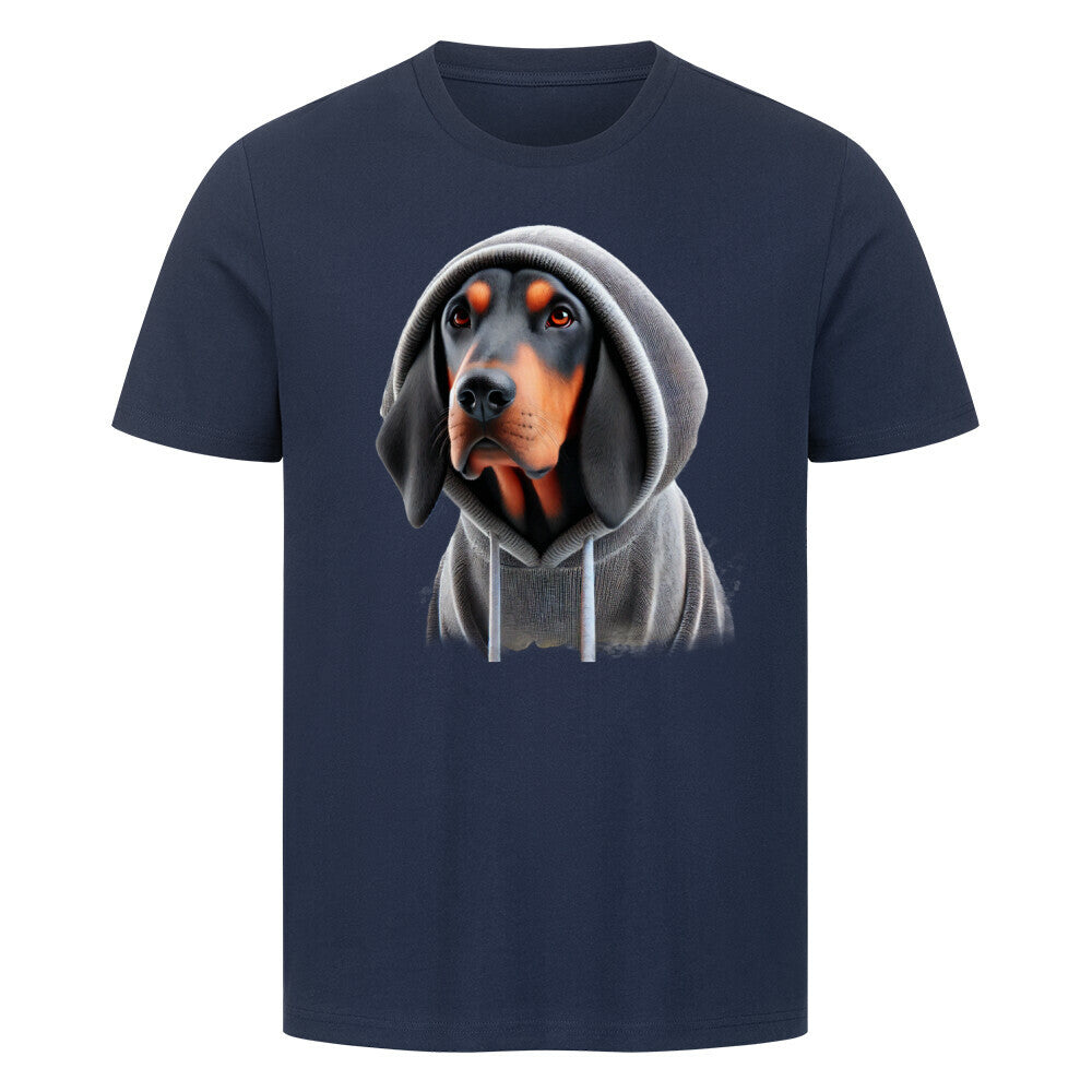 Premium T-Shirt "Coonhound b/t Hooded-Shirt" French Navy – hunde-shirt.de