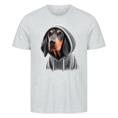 Premium T-Shirt "Coonhound b/t Hooded-Shirt" Heather Grey – hunde-shirt.de