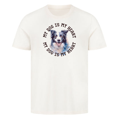 Premium T-Shirt "Border Collie HEART 2" Natural Raw – hunde-shirt.de