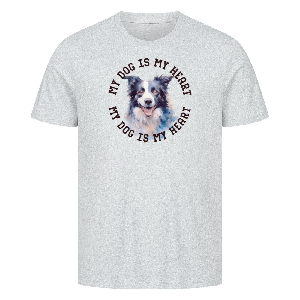 Premium T-Shirt "Border Collie HEART 2" Heather Grey – hunde-shirt.de