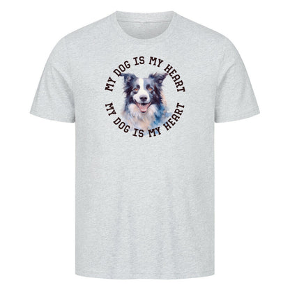 Premium T-Shirt "Border Collie HEART 2" Heather Grey – hunde-shirt.de