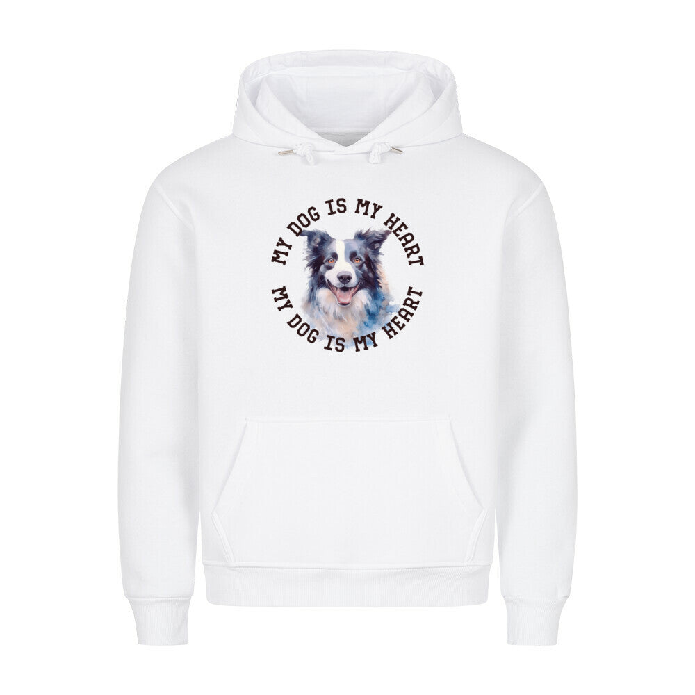 Premium Hoodie "Border Collie HEART 2" Weiß – hunde-shirt.de