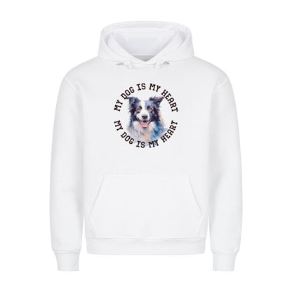 Premium Hoodie "Border Collie HEART 2" Weiß – hunde-shirt.de