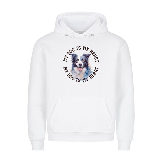 Premium Hoodie "Border Collie HEART 2" Weiß – hunde-shirt.de
