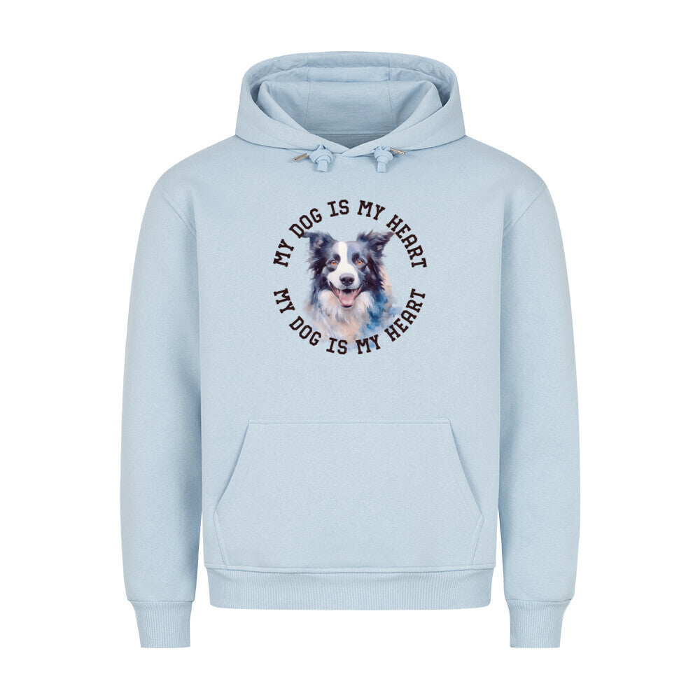 Premium Hoodie "Border Collie HEART 2" Babyblau – hunde-shirt.de