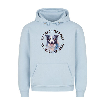 Premium Hoodie "Border Collie HEART 2" Babyblau – hunde-shirt.de