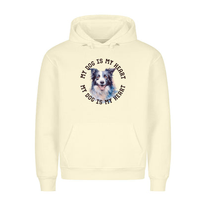 Premium Hoodie "Border Collie HEART 2" Beige – hunde-shirt.de