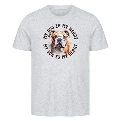Premium T-Shirt "English Bulldog HEART" Heather Grey – hunde-shirt.de