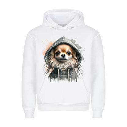Premium Hoodie "Chihuahua Langhaar Hooded" Weiß – hunde-shirt.de