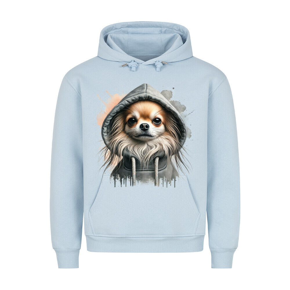 Premium Hoodie "Chihuahua Langhaar Hooded" Babyblau – hunde-shirt.de