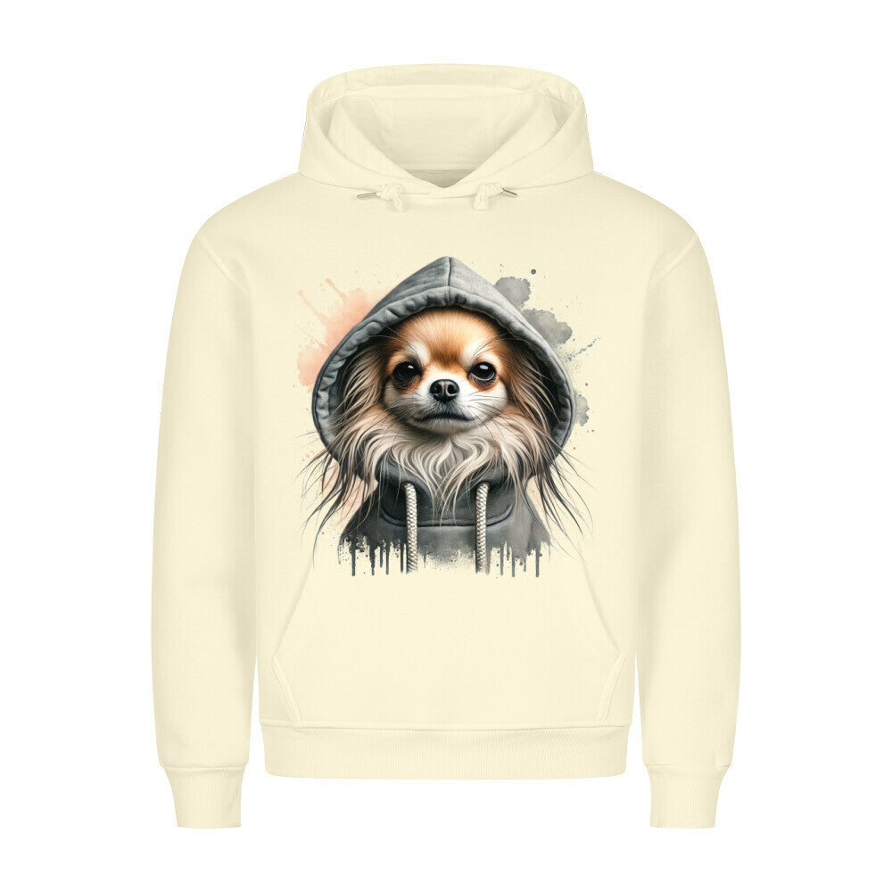 Premium Hoodie "Chihuahua Langhaar Hooded" Beige – hunde-shirt.de