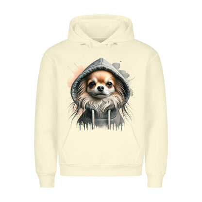 Premium Hoodie "Chihuahua Langhaar Hooded" Beige – hunde-shirt.de