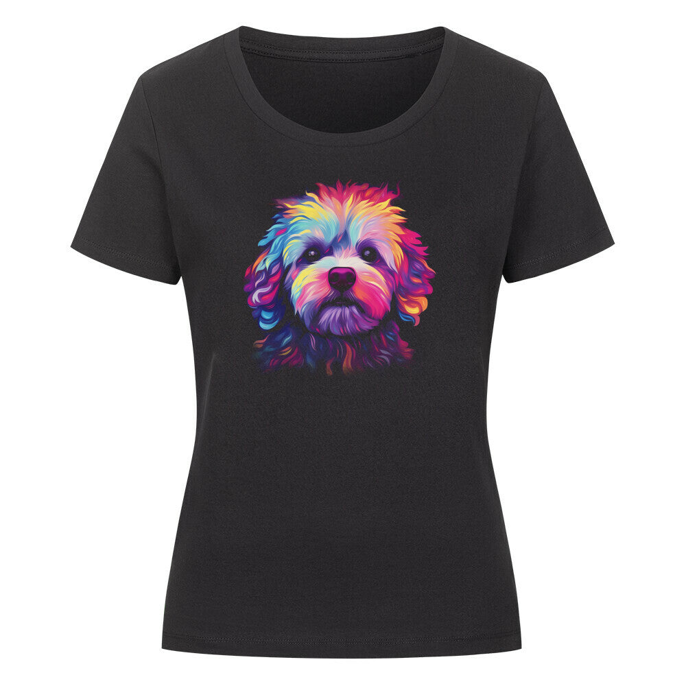 Premium Organic Damen-Shirt "Bichon Frisé col" Schwarz – hunde-shirt.de