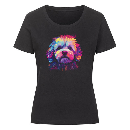 Premium Organic Damen-Shirt "Bichon Frisé col" Schwarz – hunde-shirt.de