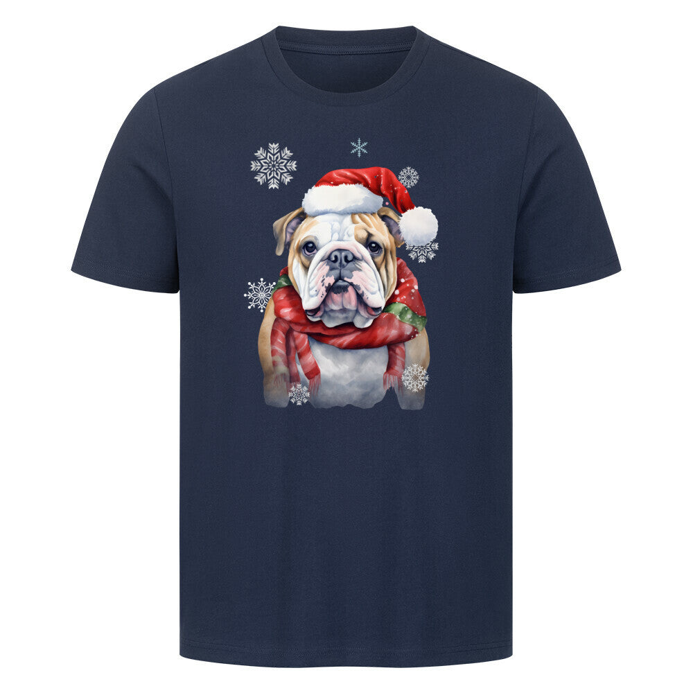 Premium T-Shirt "English Bulldog Christmas" French Navy – hunde-shirt.de