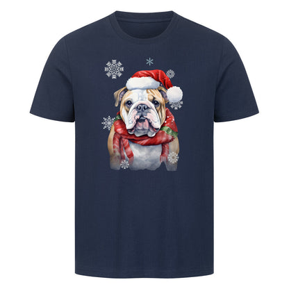 Premium T-Shirt "English Bulldog Christmas" French Navy – hunde-shirt.de