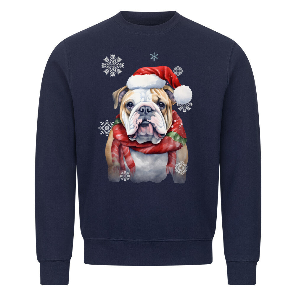 Premium Sweatshirt "English Bulldog Christmas" Navy Blue – hunde-shirt.de
