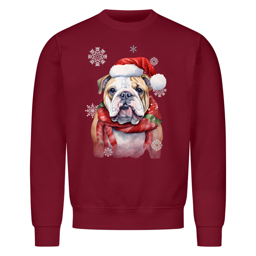 Premium Sweatshirt "English Bulldog Christmas" Burgunder – hunde-shirt.de
