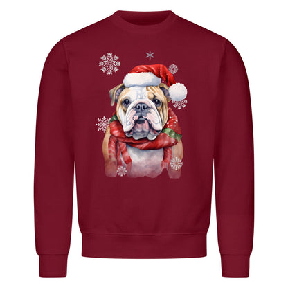 Premium Sweatshirt "English Bulldog Christmas" Burgunder – hunde-shirt.de