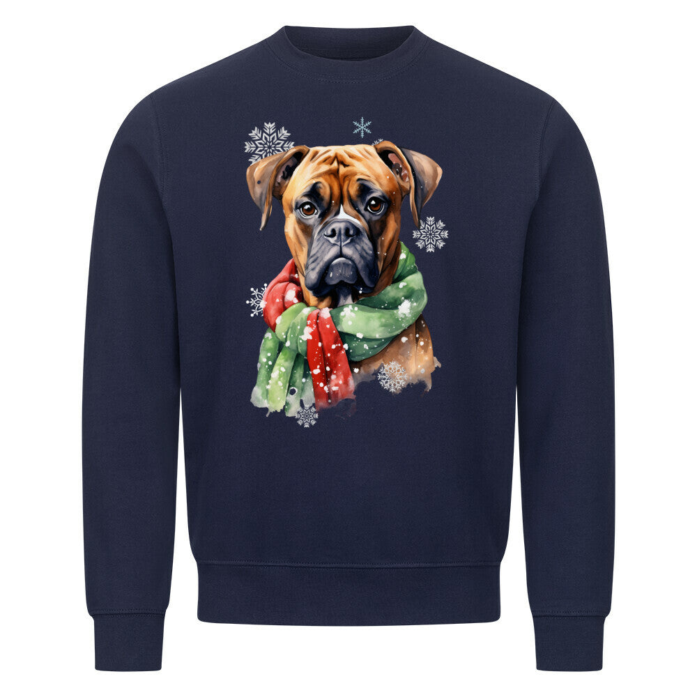 Premium Sweatshirt "Deutscher Boxer Winter" Navy Blue – hunde-shirt.de