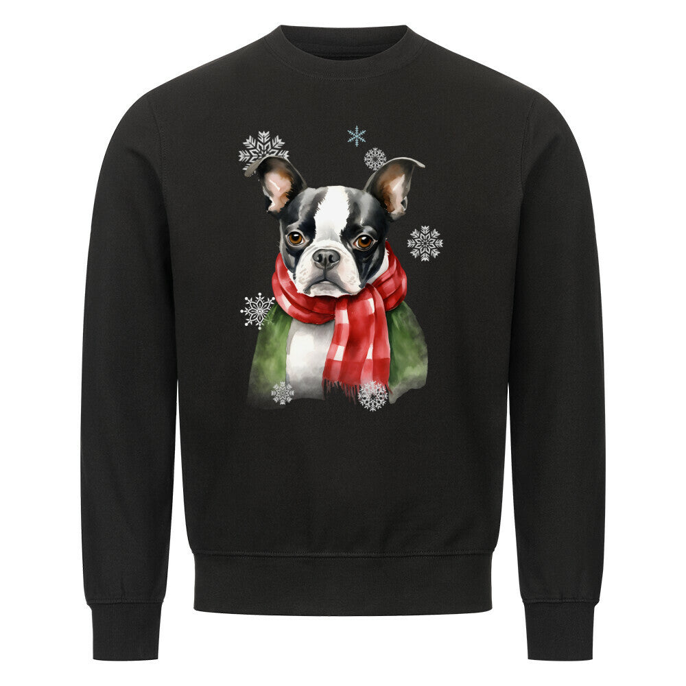 Premium Sweatshirt "Boston Terrier Winter" Schwarz – hunde-shirt.de