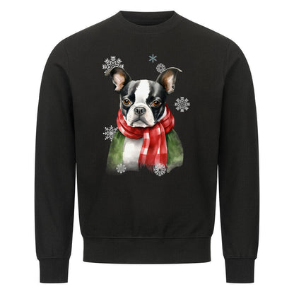 Premium Sweatshirt "Boston Terrier Winter" Schwarz – hunde-shirt.de