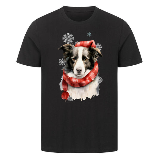 Premium T-Shirt "Border Collie Winter" Schwarz – hunde-shirt.de