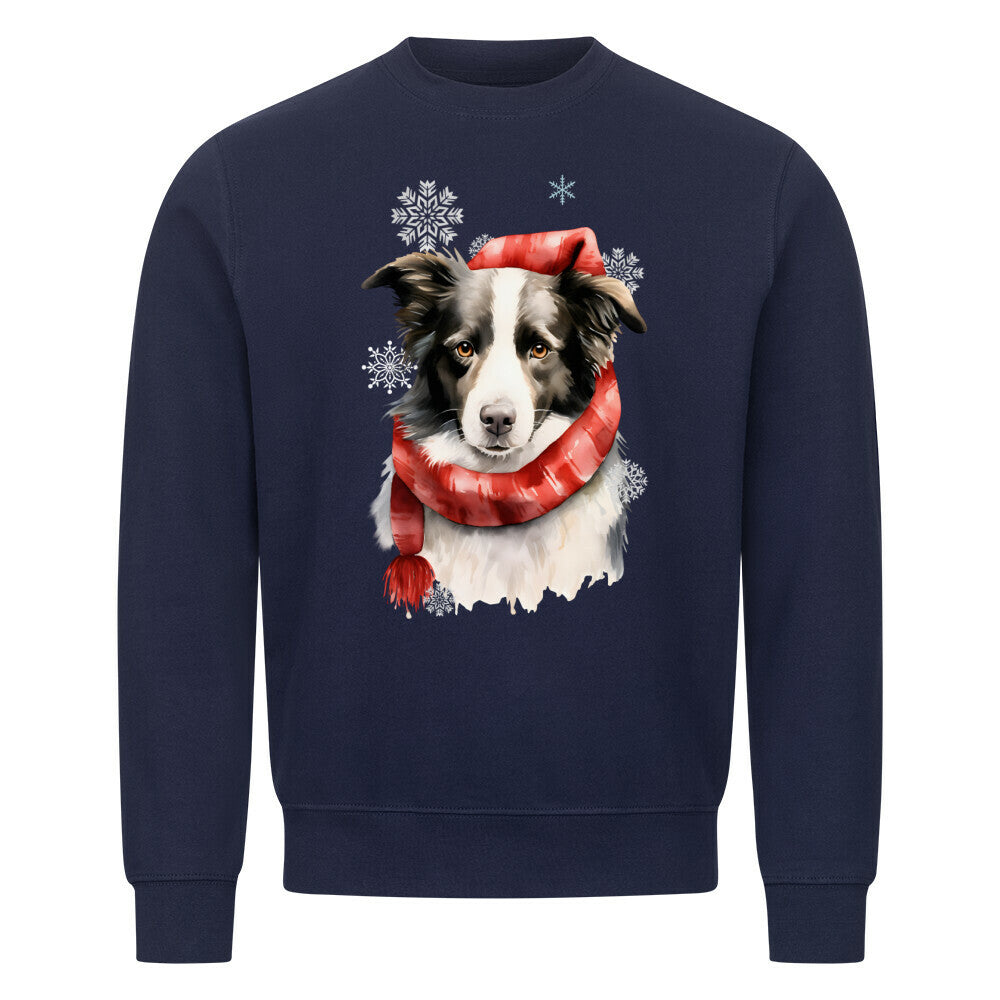 Premium Sweatshirt "Border Collie Winter" Navy Blue – hunde-shirt.de