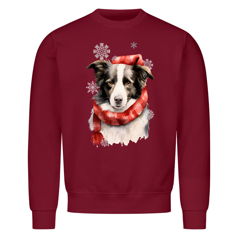 Premium Sweatshirt "Border Collie Winter" Burgunder – hunde-shirt.de