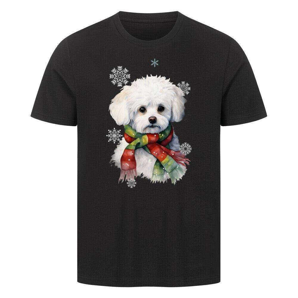 Premium T-Shirt "Bichon Frisé Winter" Schwarz – hunde-shirt.de