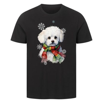 Premium T-Shirt "Bichon Frisé Winter" Schwarz – hunde-shirt.de