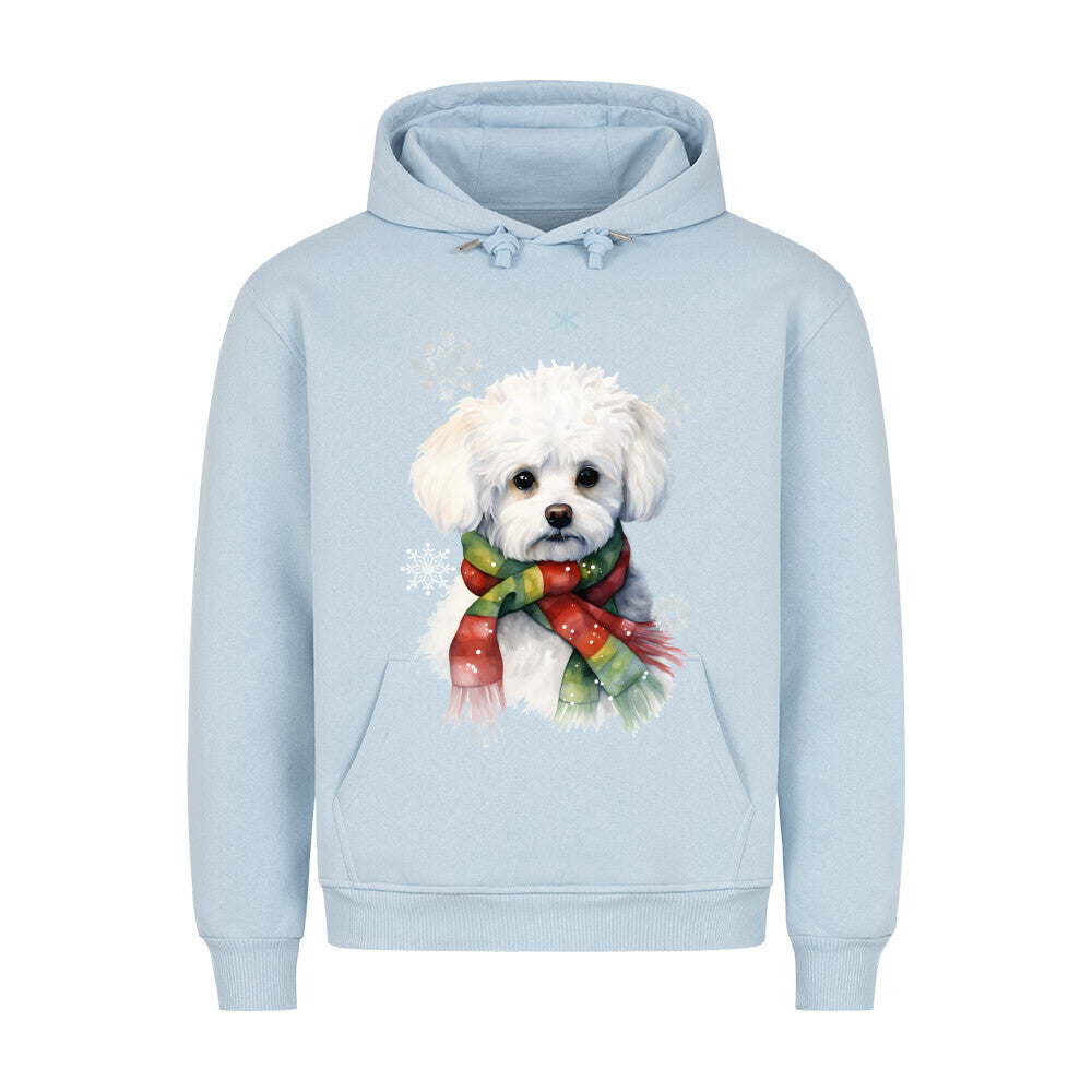 Premium Hoodie "Bichon Frisé Winter" Babyblau – hunde-shirt.de