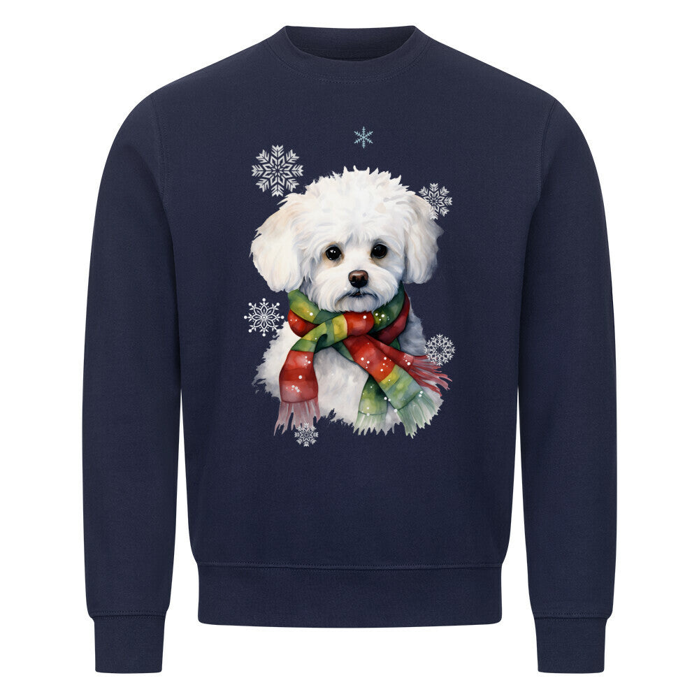Premium Sweatshirt "Bichon Frisé Winter" Navy Blue – hunde-shirt.de