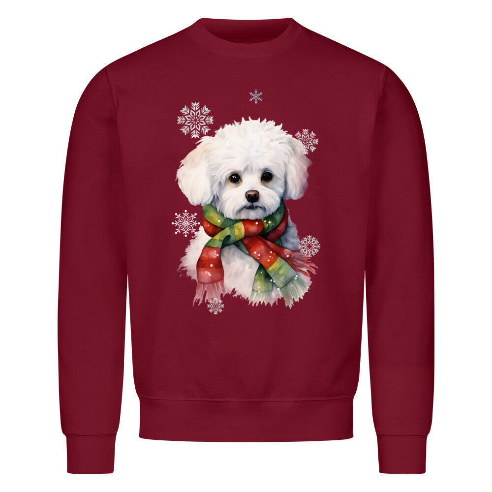 Premium Sweatshirt "Bichon Frisé Winter" Burgunder – hunde-shirt.de